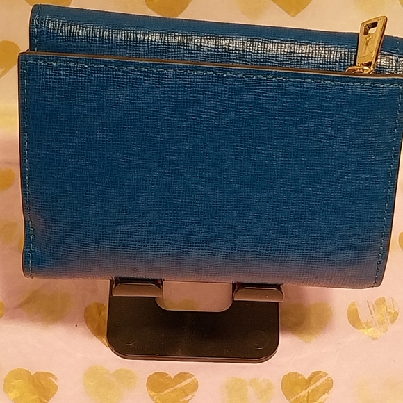 Furla Trifold Blue & Beige Saffiano Wallet (Nwot) - Picture 4 of 16